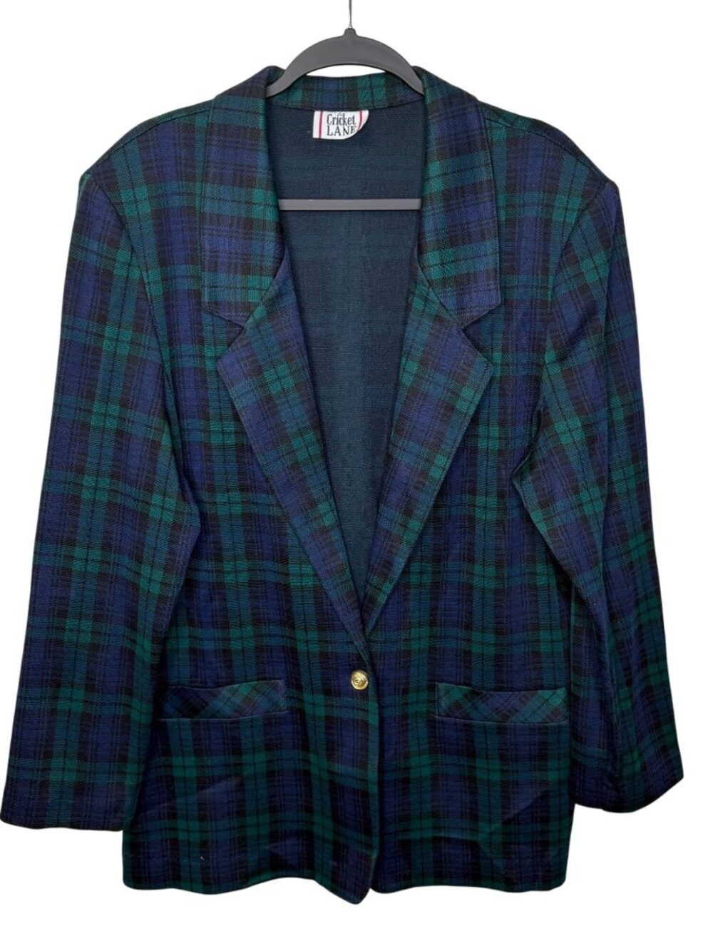 Vintage Cricket Lane Plaid Blazer Jacket Tartan Acadamia Preppy Womens Size L
